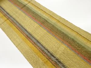 手織り紬縞模様織出し名古屋帯